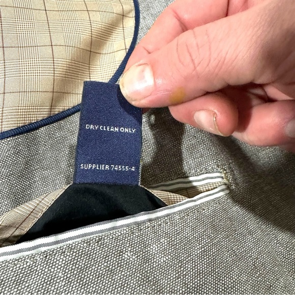 Stafford Mens Natural Brown 2 Button Linen Sports Jacket Size 44R Summer Wedding - Picture 9 of 16